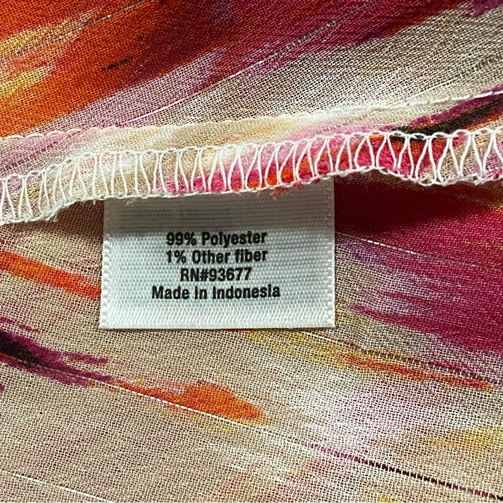 ANA Ikat Golden Poppy Sheer Tiered Strappy Multi Color Top Women’s Large NWT - Picture 13 of 15